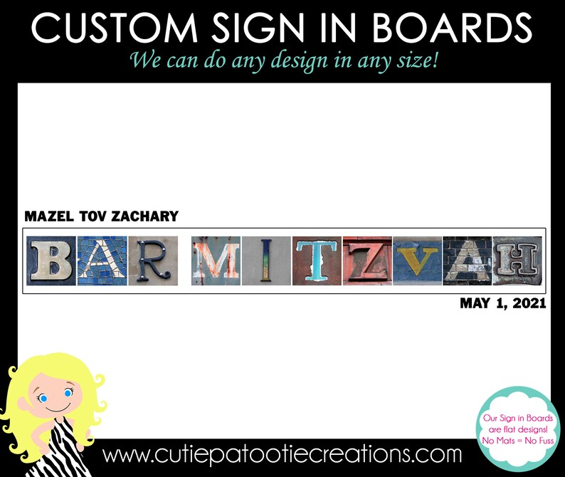 Mazel Tov Bat Mitzvah Sign in Board, Mazel Tov Bar Mitzvah Sign in Board image 7