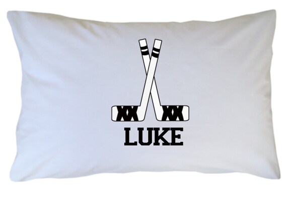 Personalized Sports Pillow Case for Boys and Girls - Hockey Sticks - Football - Basketball - Baseball - Tennis Il_570xn