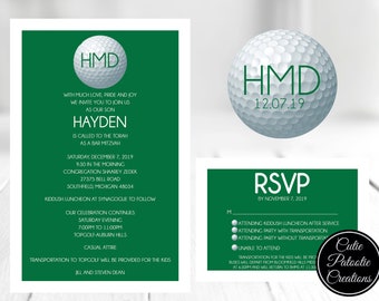 Golf Theme Bar Mitzvah Invitations