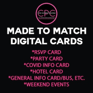 Made to Match Digital RSVP Card, Party Card, COVID Information Card, Weekend Events Card, Bus Transportation Card image 1