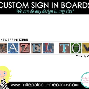 Mazel Tov Bat Mitzvah Sign in Board, Mazel Tov Bar Mitzvah Sign in Board image 2