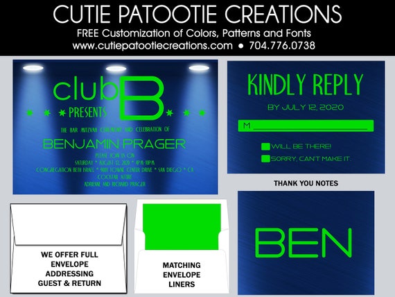Bar Mitzvah Invitations, Bar Mitzvah Invitation, Add Envelope Addressing, Reply Card, Save the Date, Thank You Notes Il_570xn