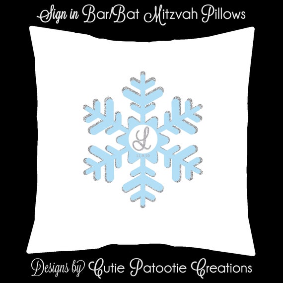 Winter Wonderland Snowflake Bat Mitzvah Sign in Pillow or Sign in Board Il_570xn
