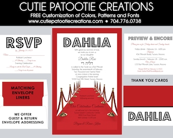 Hollywood Bat Mitzvah Invitations | Custom Colors, Envelope Addressing