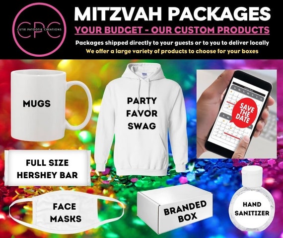 Bar and Bat Mitzvah Guest Box for Virtual Zoom Service or Micro Mitzvah Celebration - Choose Your Products and Budget - Custom Gift Boxes Il_570xn