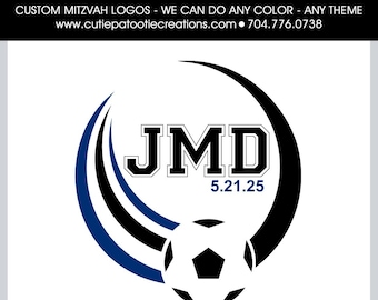 Custom Bar & Bat Mitzvah Logo | Personalized Mitzvah Branding | Digital Logo Design for Invitations, Swag and Decor | Soccer Ball