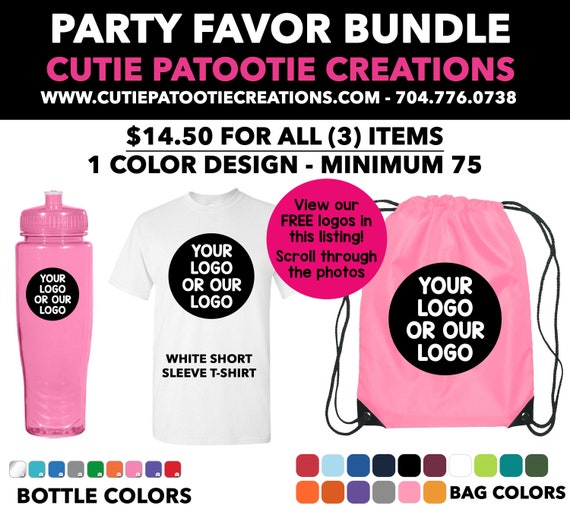 Party Favor Swag for Bar Mitzvah - Bat Mitzvah - T-Shirt - Drawstring Bag - Water Bottle - MINIMUM 75 - READ DESCRIPTION for details Il_570xn