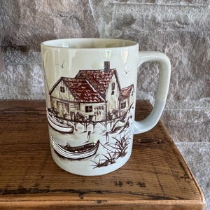 Vintage Otagiri Seaside Embossed and Handpainted Mug