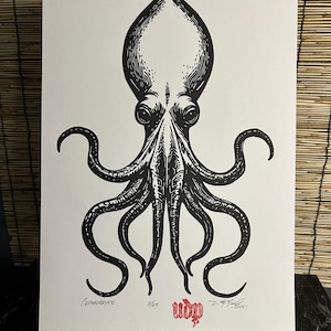 Cephalabyss - Original Handmade Linocut print - Limited Edition