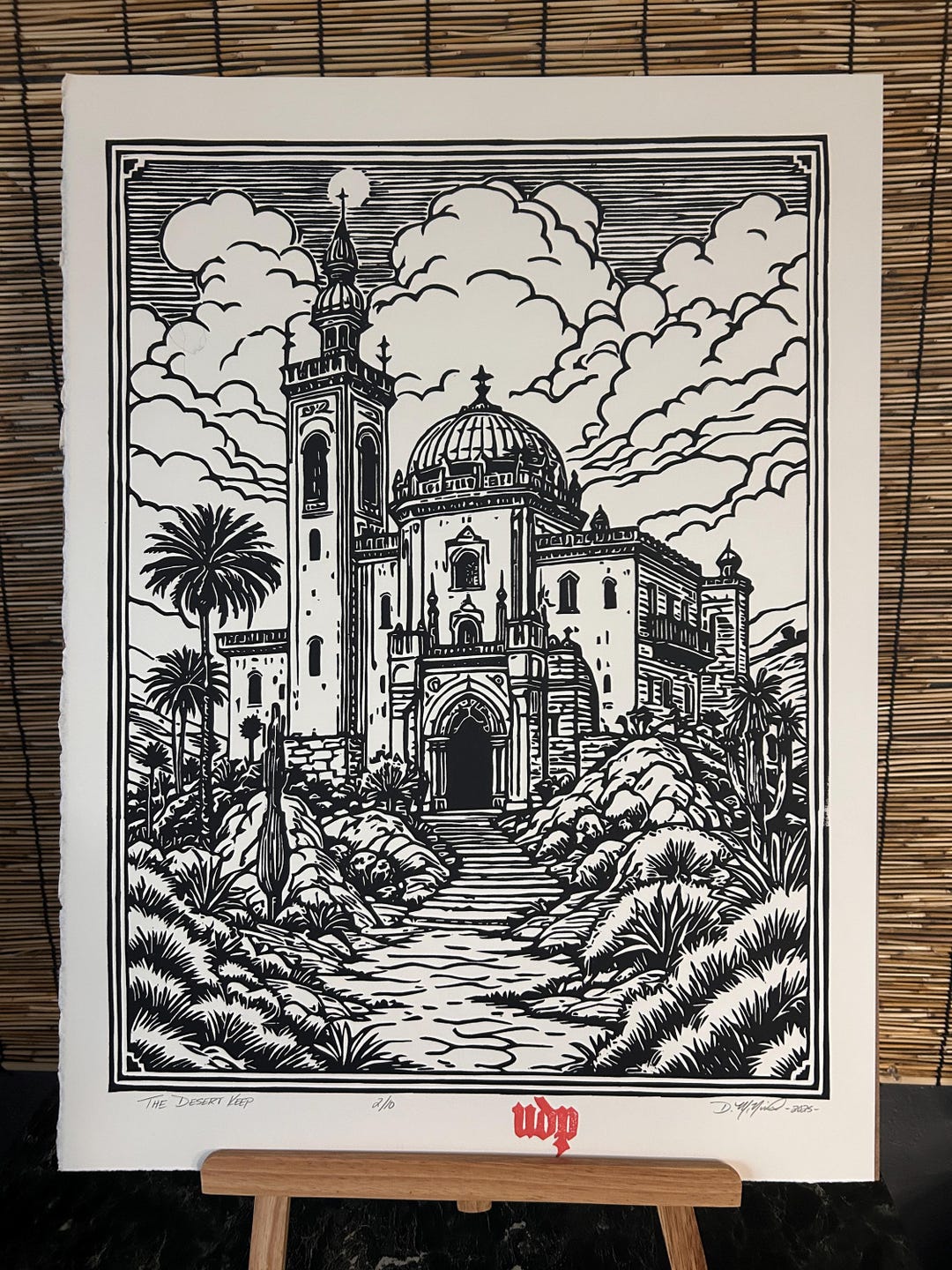 The Desert Keep | Linocut Print | Castle Art | Architectural Wall Decor ...