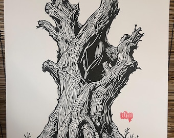 But the Roots Remain – 18x24 Linocut Print | Hand Pulled Relief Print | Limited Edition