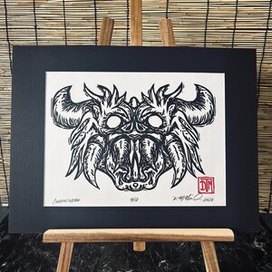 Chupacabra - Original Handmade Linocut print - Limited Edition