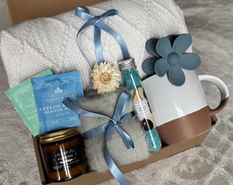 Blue Cozy Support Gift Box, Soft Aesthetic Care Package, Get Well Comfort Set, Encouragement Gift, Thinking of You Gift for Any Occasion