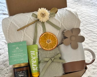 Supporting Gift Box, Green Tea Care Package, Thinking Of You Gift, Comfort Gift For Her, Get Well Soon Box, Encouragement Cozy Set