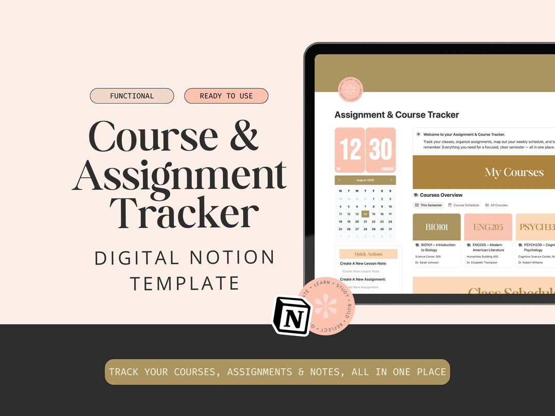 2026 Notion Assignment Tracker | Student Planner Template | College ...