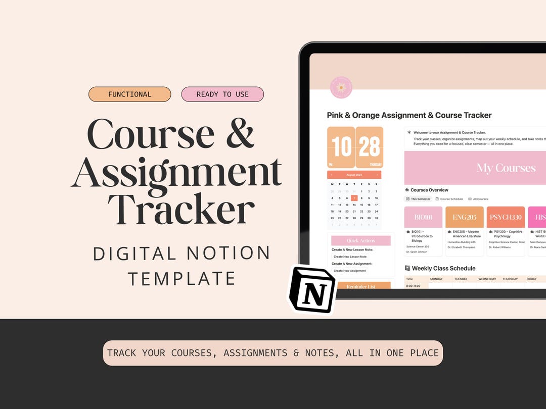 2026 Assignment Tracker for Academic and College Students Notion ...