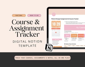 2026 assignment tracker for academic and college students Notion planner template student dashboard homework tracker course hub