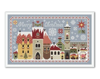 Christmas Street Cross Stitch Pattern: Winter Village Sampler (PDF Pattern)