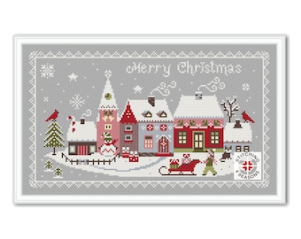 Christmas Village Cross Stitch Pattern: Winter Houses Sampler (PDF Pattern)