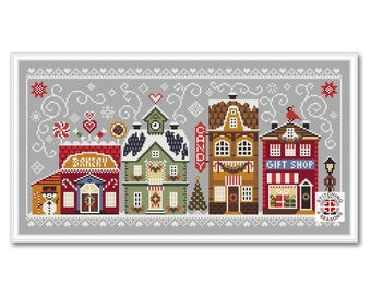 Christmas Village Cross Stitch Pattern: Winter Holiday Houses (PDF Pattern)