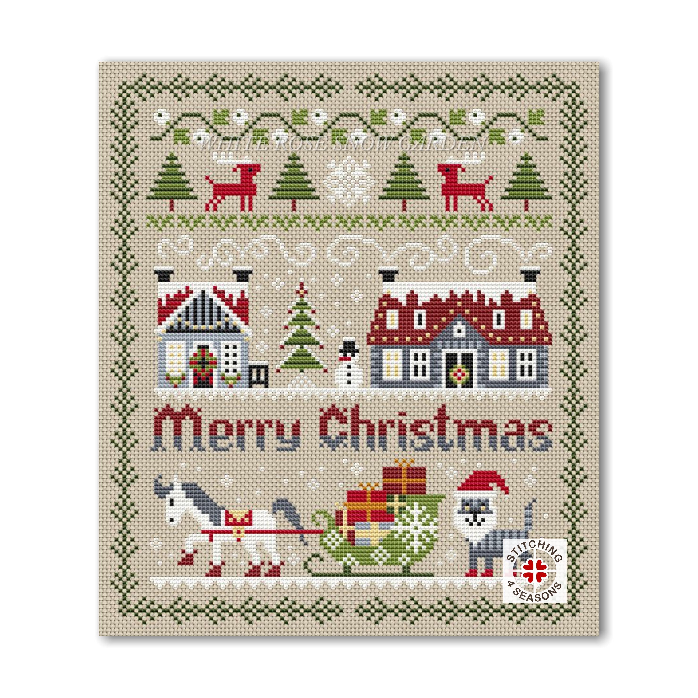 Merry Christmas Sampler Cross Stitch Pattern: Winter Village (PDF ...
