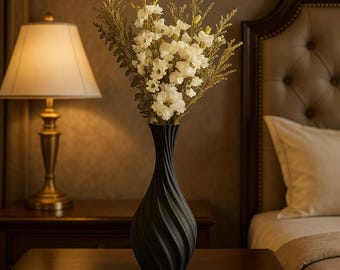 Minimalist Black Floral Vase, Modern Geometric Gift, Home Decoration