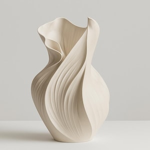 Jarrón de cerámica nórdico abstracto hecho a mano, flor seca real, para sala de estar, comedor, armario, oficina, escritorio, regalo, beige.