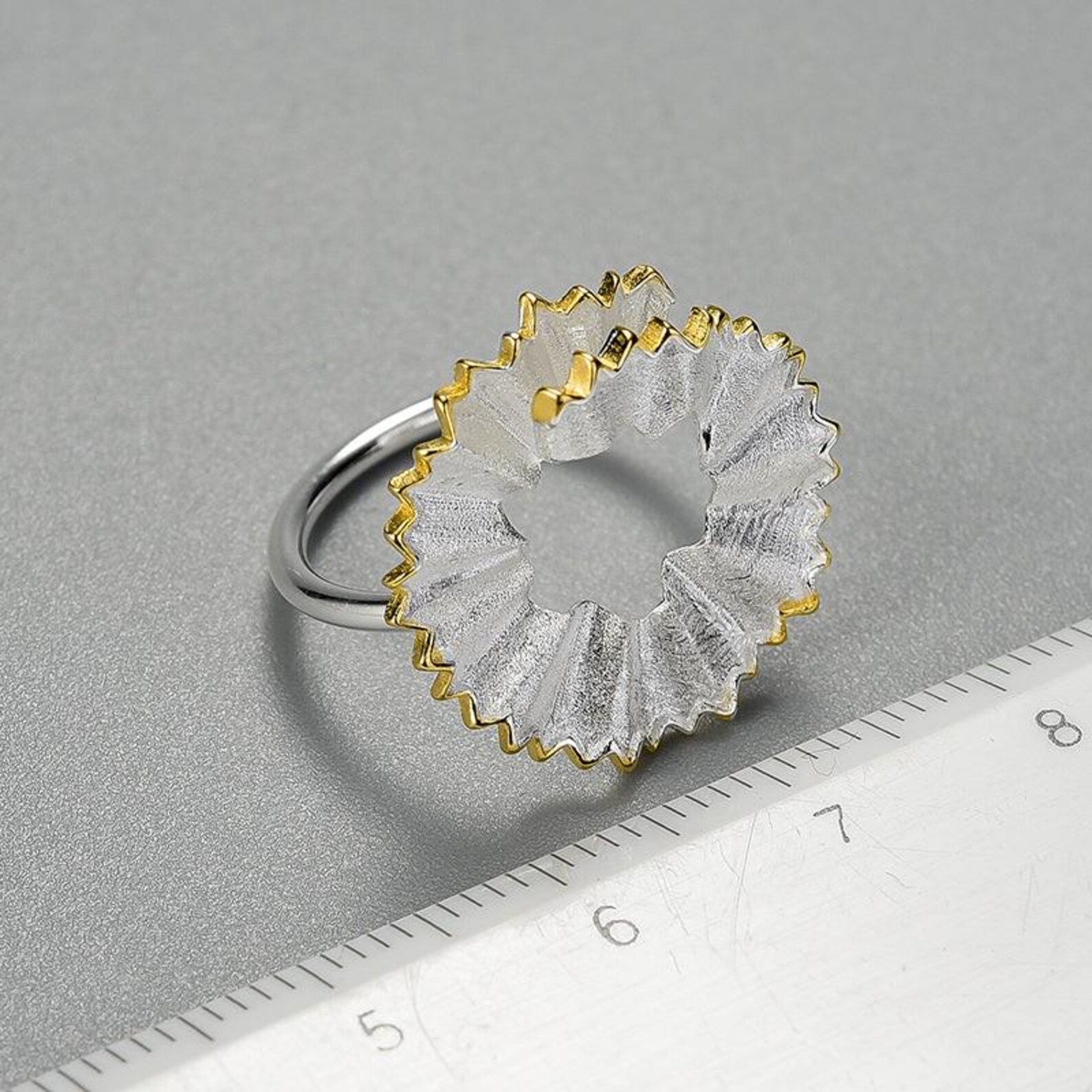 Engraved Golden Bronze Statement Ring