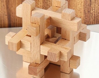 Rompecabezas de madera / Bloqueo lógico 3D entrelazado para niños y adultos