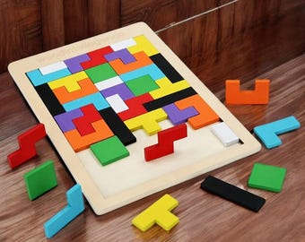 Tangram de madera para niños: rompecabezas colorido, bloques de construcción Montessori y juguete educativo