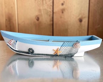 Küsten Segelboot aus Holz Modell | Mediterran Stil Boot Dekor für Schreibtisch & Regal Display