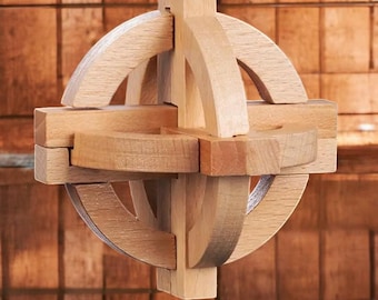 Boule de puzzle 3D en bois Kongming Luban Lock - Casse-tête intelligent classique pour adultes, enfants qui apprennent et jouent au bureau