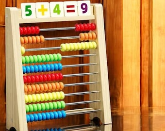 Ábaco clásico de madera para contar: cuentas Montessori para aprender matemáticas en edad preescolar y niños pequeños
