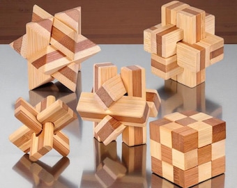 IQ Brain Teaser Educational Toy for Kids & Adults – Wooden Kong Ming Lock Puzzle | Montessori 3D Puzzle Game | Wooden Unlock Toy Gift