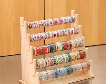 Estante de almacenamiento multifuncional de madera / Organizador de exhibición de collares y cintas para escritorio