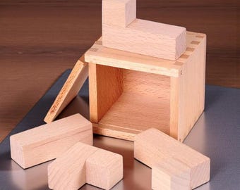 Magic IQ Oblique Blocks Puzzle | Wooden Brain Teaser Logic Game | Smart IQ Test Educational Toy for Kids & Adults | Mind Challenge Gift