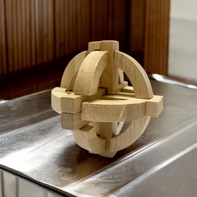 3D Wooden Kongming Luban Lock Puzzle Ball – Classic Intelligence Brain ...