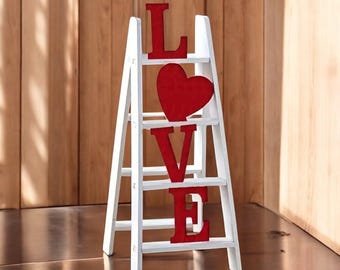 Wooden LOVE Ladder, Valentine's Day Home Decor Tabletop Ornament, Romantic Gift for Girlfriend and Wife