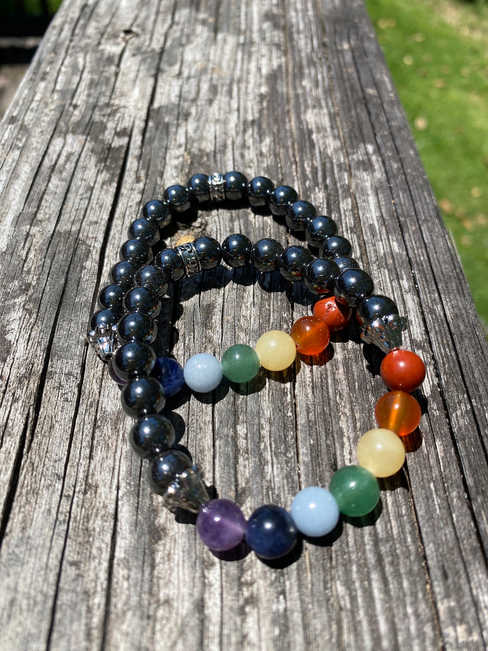 Hematite Chakra Balancing Bracelet 7 Chakra Crystal & Etsy