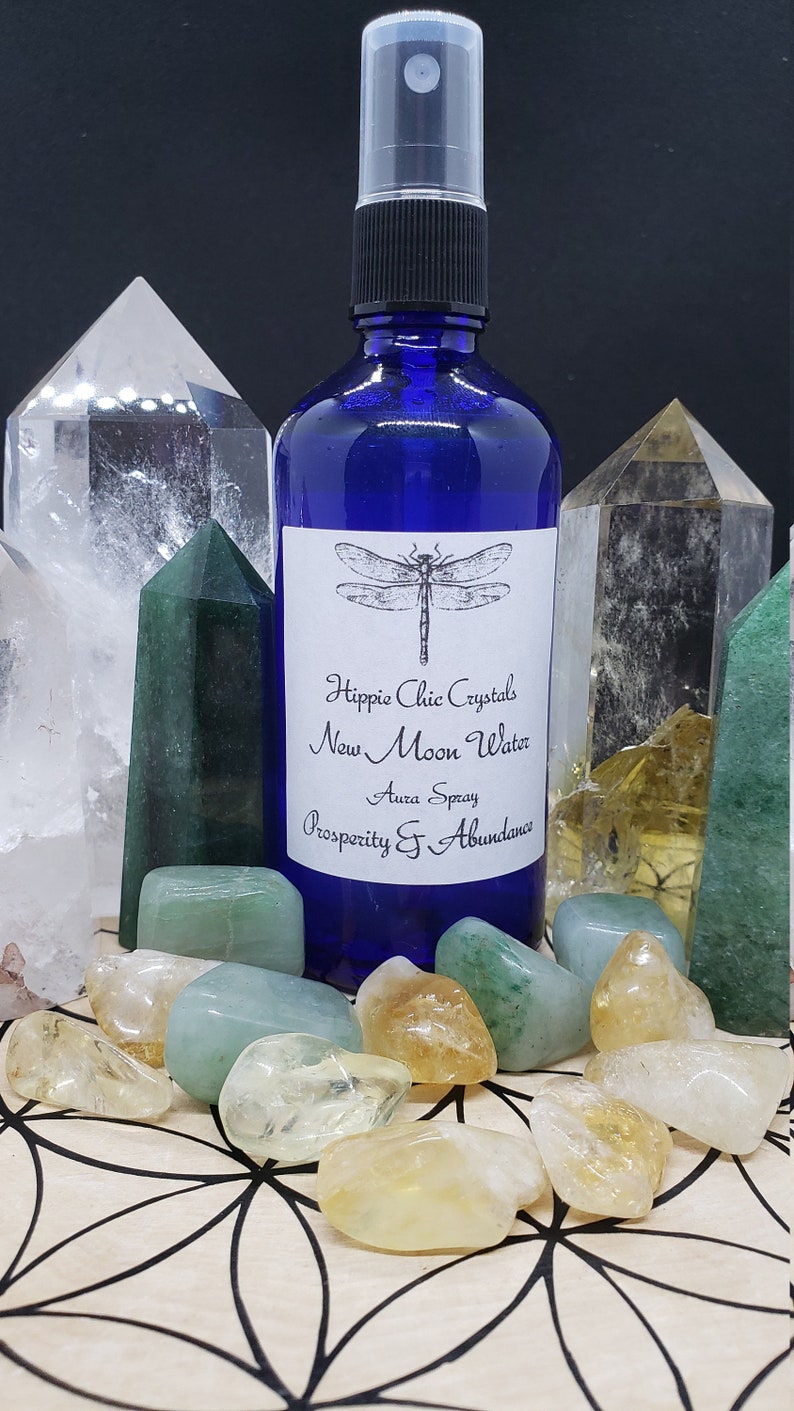 Abundance & Prosperity New Moon Water Aura Spray Crystal Reiki Etsy