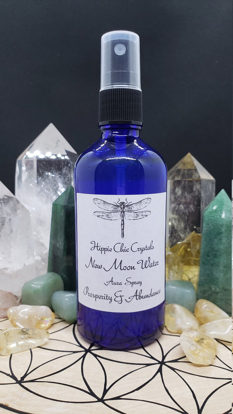 Abundance & Prosperity New Moon Water Aura Spray Crystal Reiki Etsy
