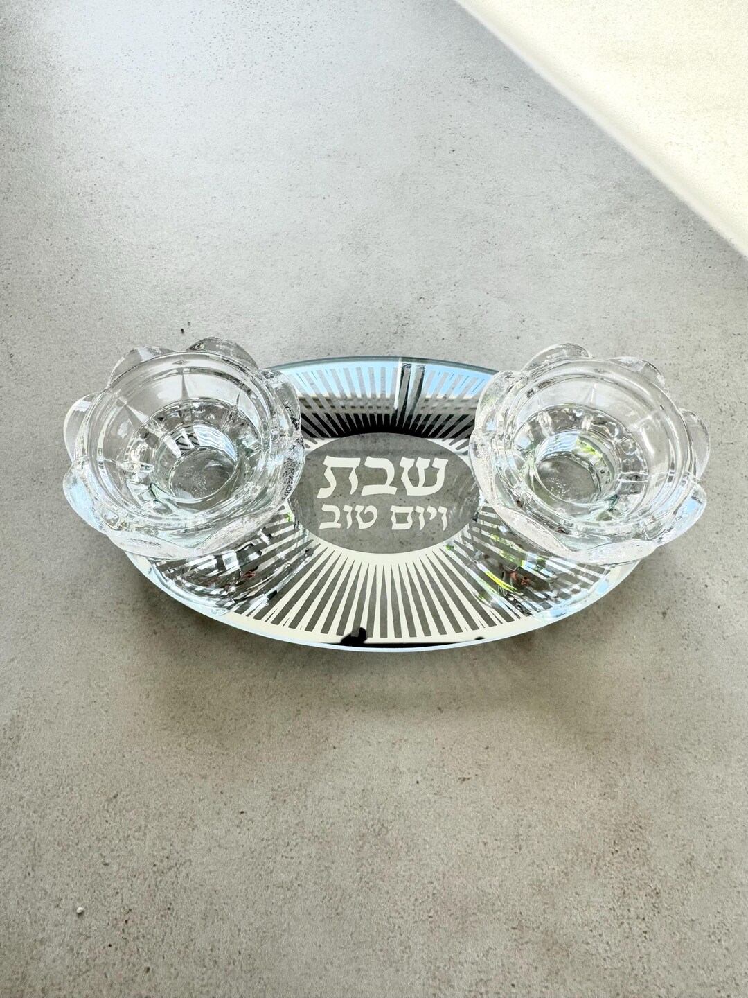 7״ Crystal Glass Shabbat Candlesticks With Zircons Holiday Jewish ...