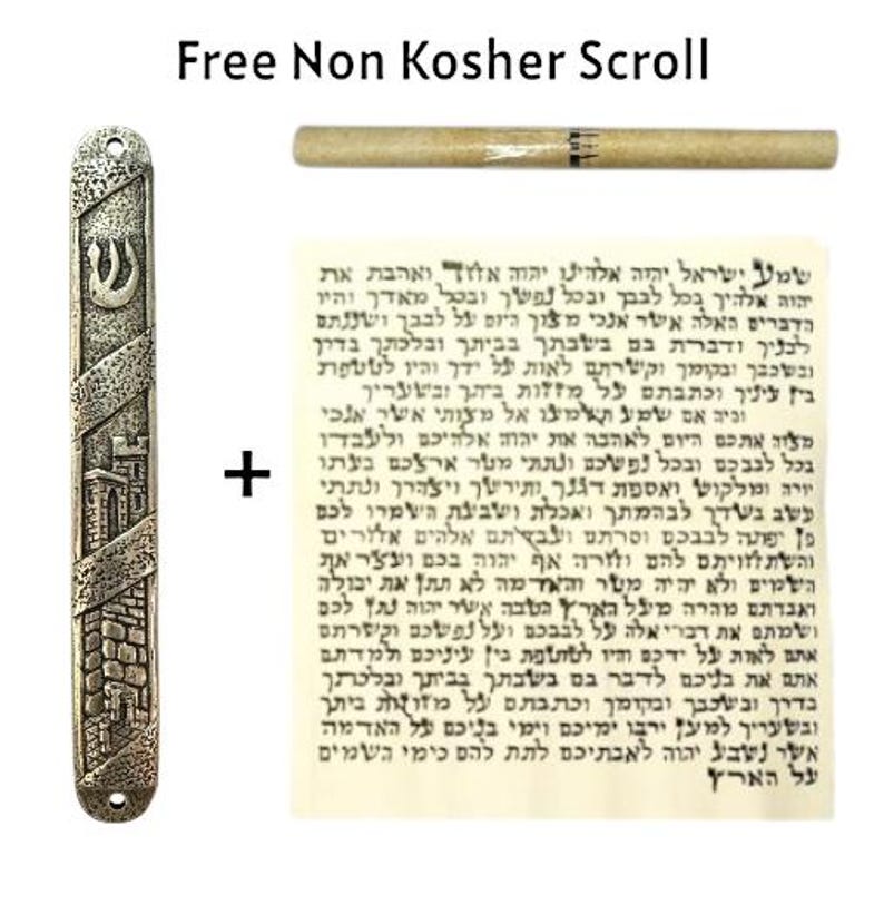Mezuzah House Door Silver with Prayer from Jerusalem Non Kosher Scroll