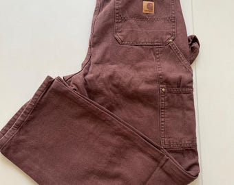 Vintage Carhartt Distressed Worn Double Knee Denim Brown Lining