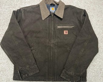 Chaqueta Carhartt J97 Plaid Detroit marrón