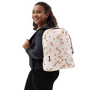 Fall - Brown Fall Leaves and Pink Berries - Backpack with Laptop Compartment