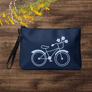 Bolso bandolera/de muñeca para mujer con temática de bicicleta