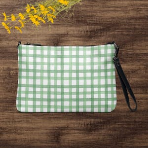 Bolso bandolera/de pulsera para mujer de cuadros verdes y blancos