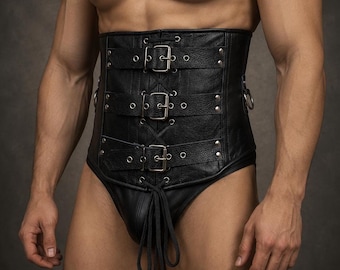 Handmade Steel-Boned Leather Corset: Gothic Steampunk Waist Cincher