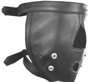 Handmade Black Leather Hood